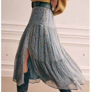 Sezane Tammie Skirt blue floral, size 34 size 2